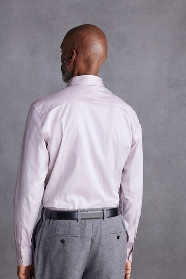Light Pink Slim Fit Textured Single Cuff Signature Shirt