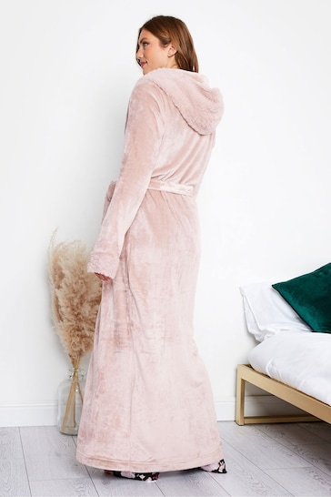 Long Tall Sally Pink Luxury Animal Texture Hooded Robe