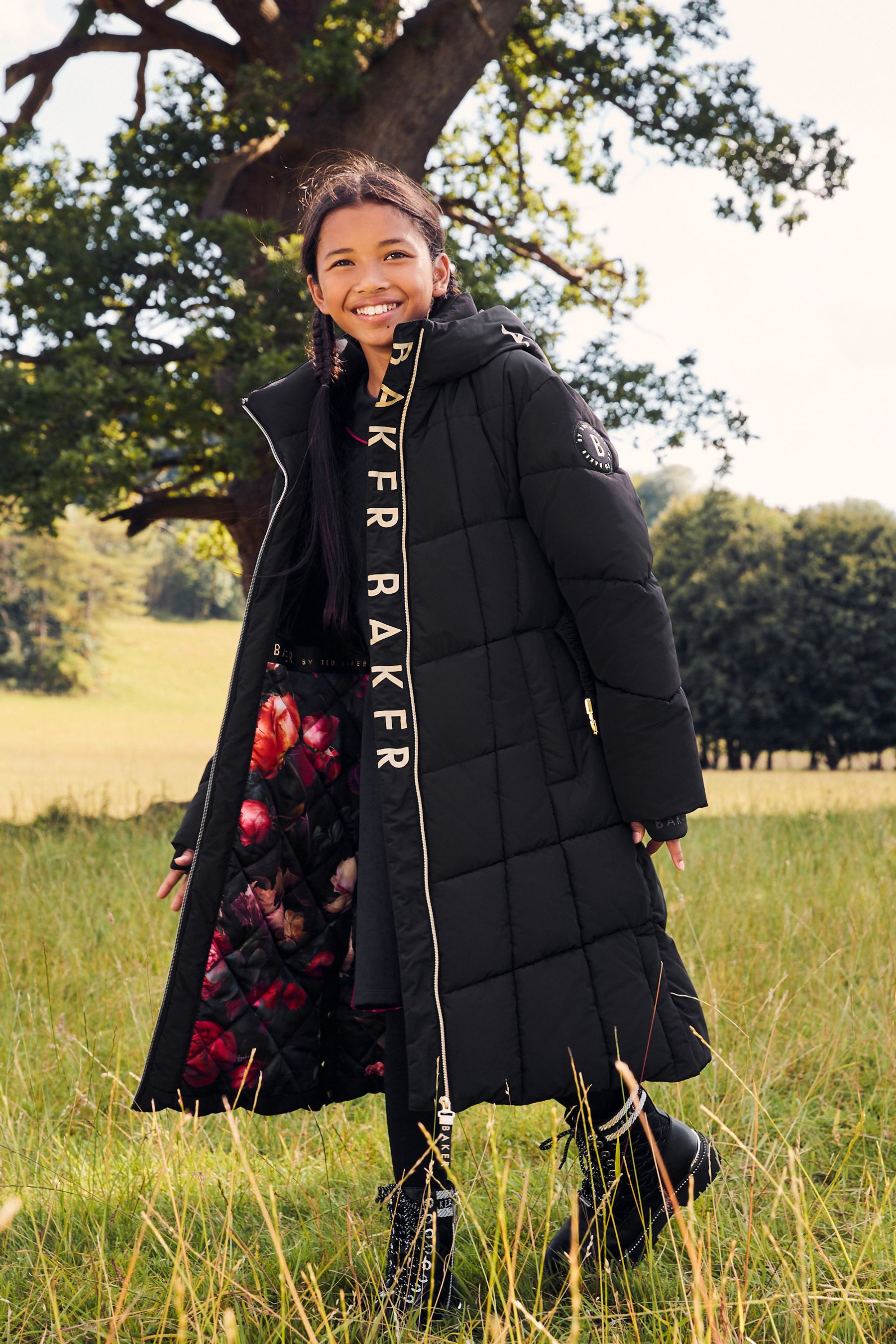 Buy Baker by Ted Baker Shower Resistant Bow Longline Belted Black Coat from the AspennigeriaShops online shop
