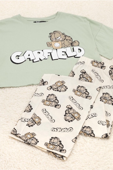 Vanilla Underground Green Garfield Long Leg Pyjama Set