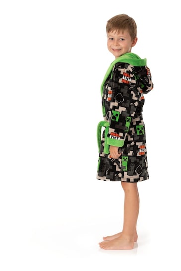 Vanilla Underground Black Minecraft Unisex Kids Fleece Dressing Gown Robe