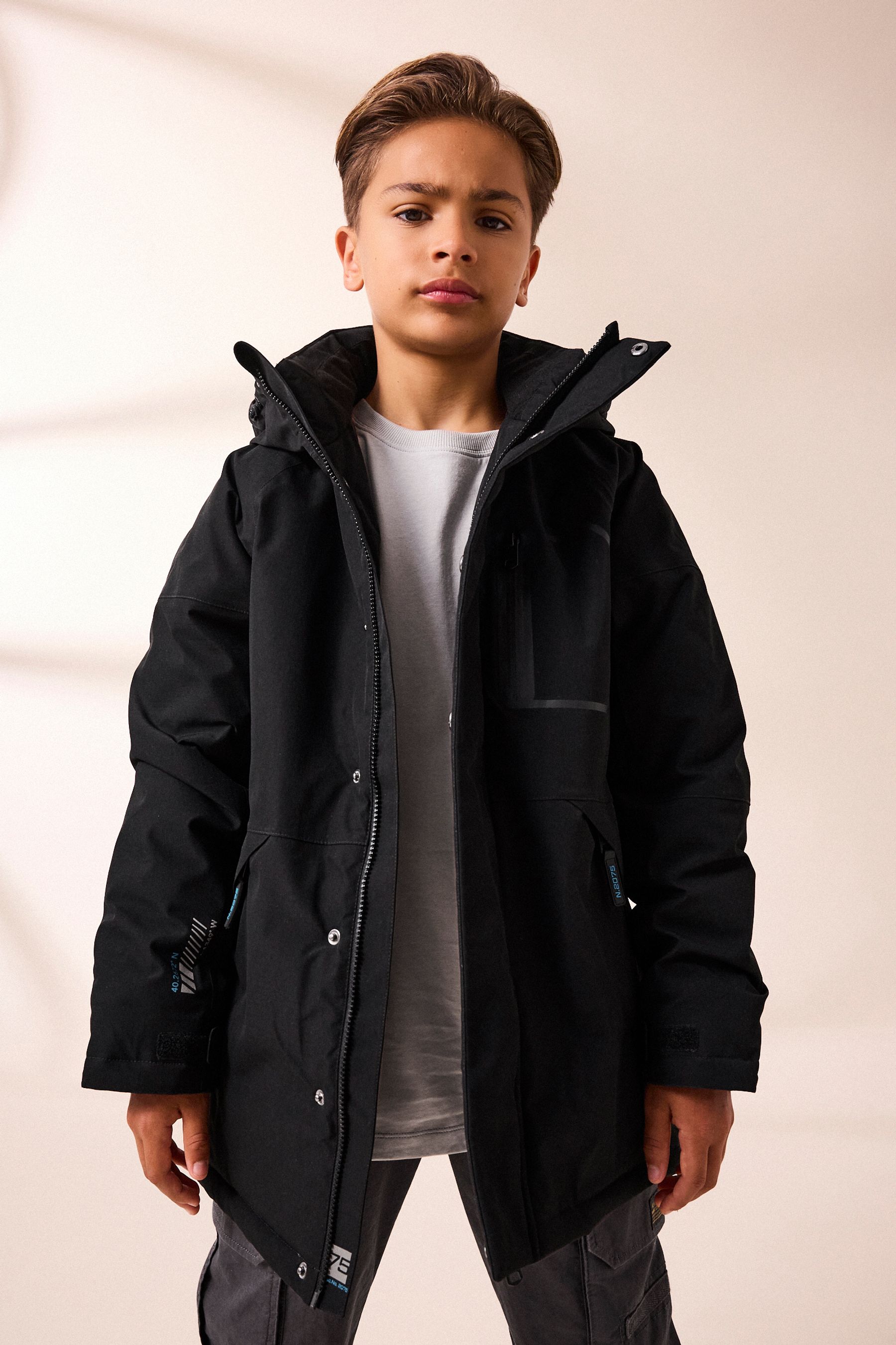 Buy Black Heavyweight Waterproof Jacket 3 16yrs from the Next UK online shop