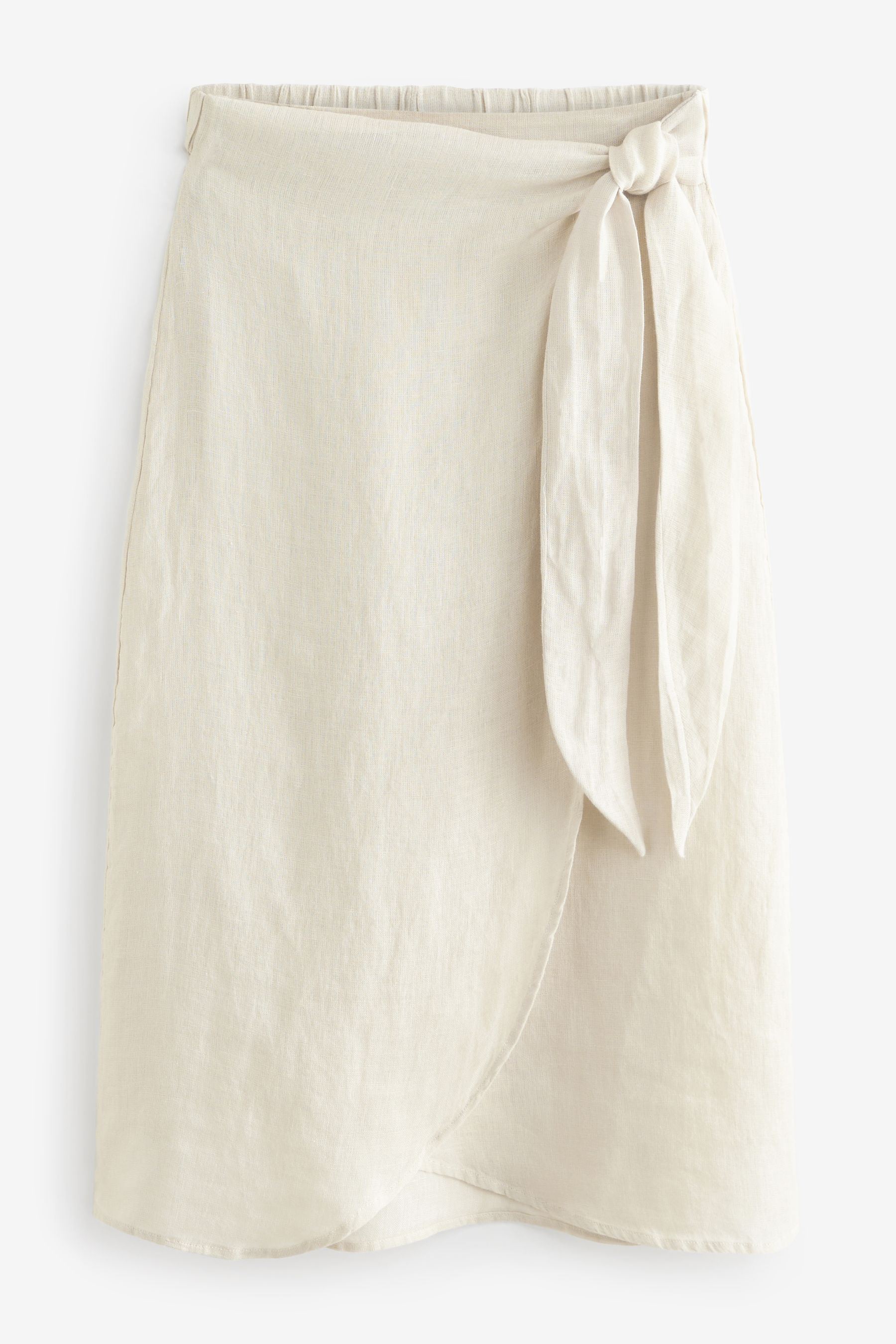 Linen wrap midi skirt white online