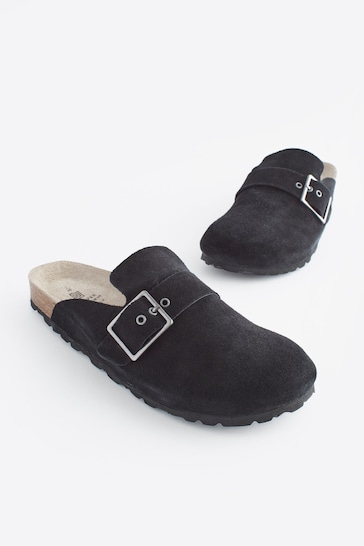 Black Forever Comfort® Suede Footbed Clogs