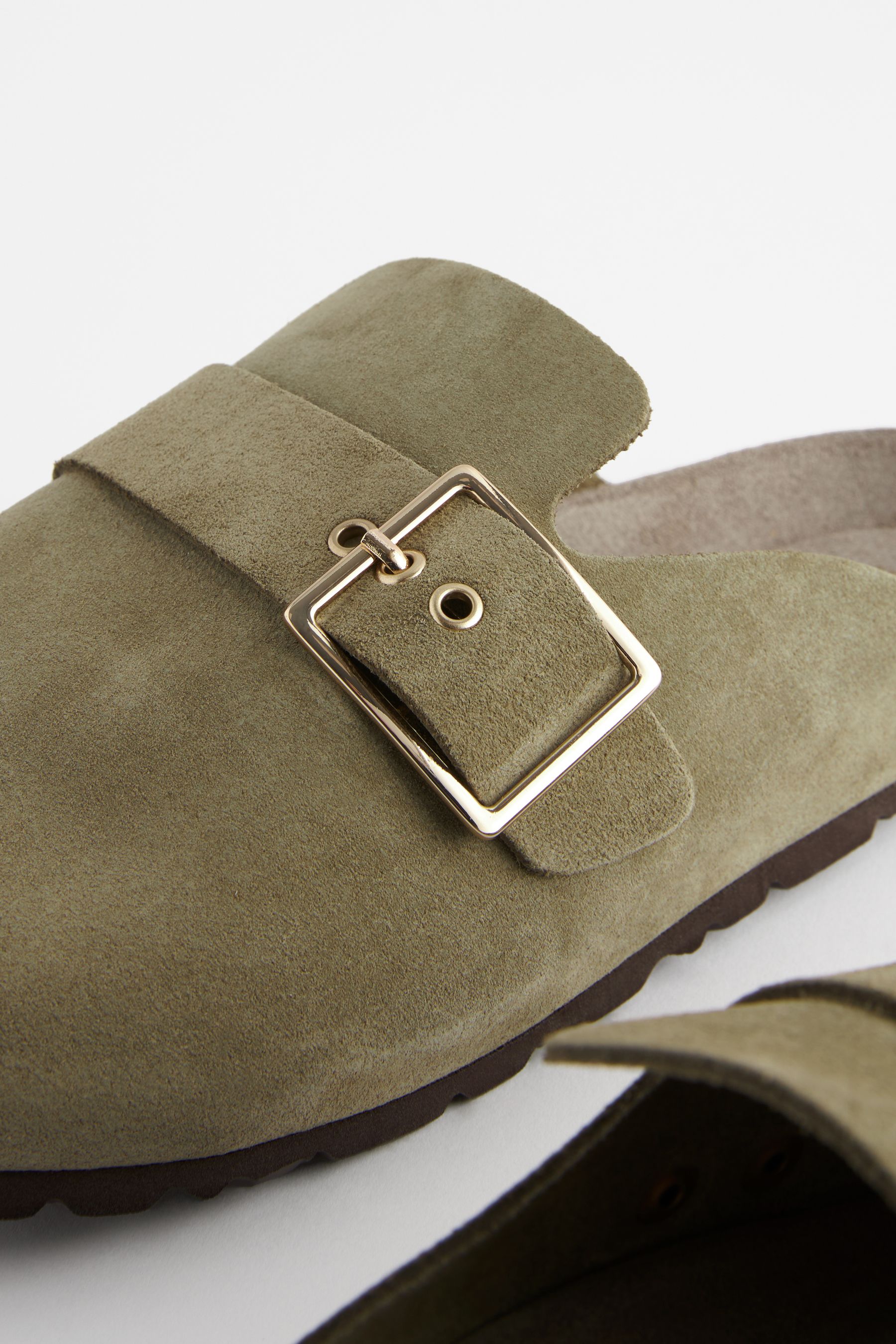 Buy Khaki Green Forever Comfort Suede Footbed Clogs from the Next