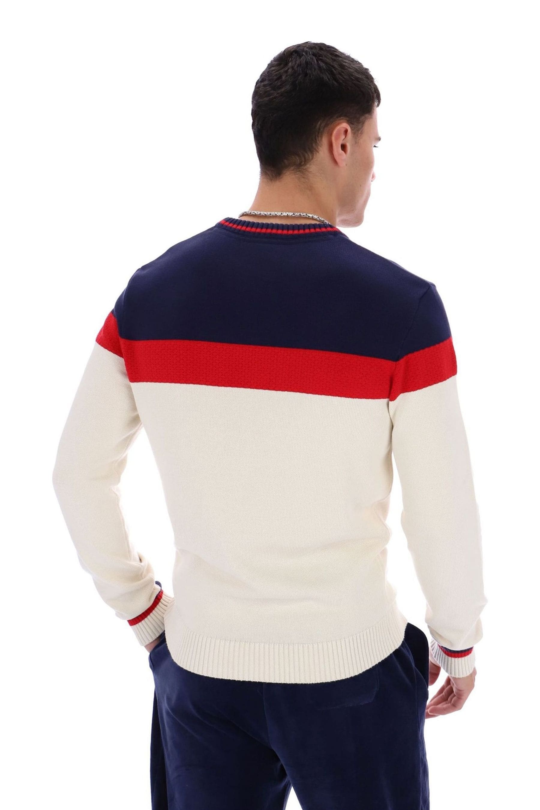 Buy Fila Cream Alden Textured Knitted Colourblock Sweater from the