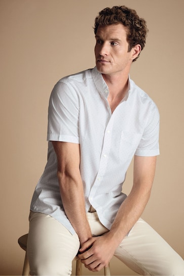 Charles Tyrwhitt White Slim Fit Spot Non-Iron Print Shirt