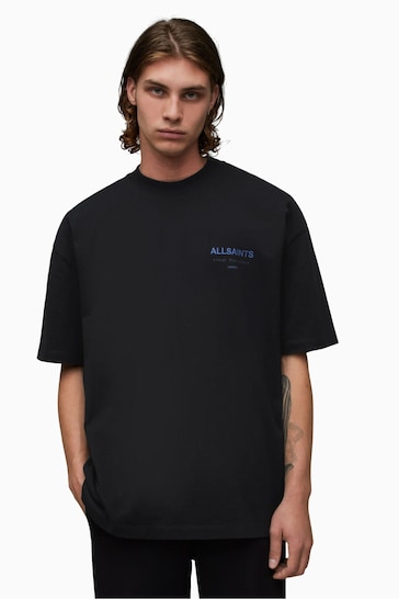 AllSaints Black Crome Underground Crew T-Shirt