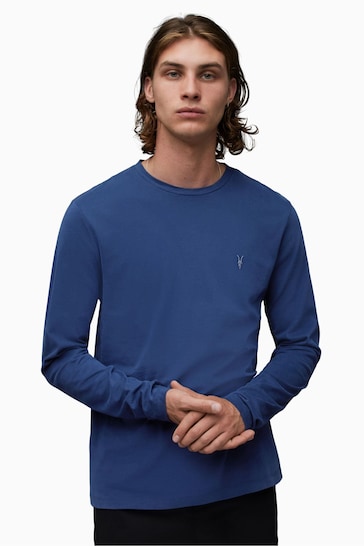 AllSaints Blue Brace Long Sleeve Crew T-Shirt