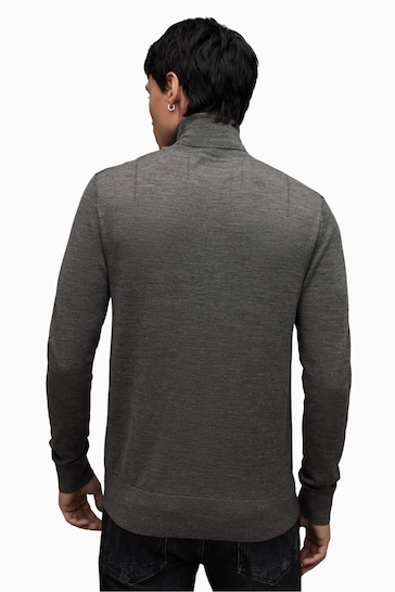 AllSaints Grey Mode Merino Roll Neck T-Shirt