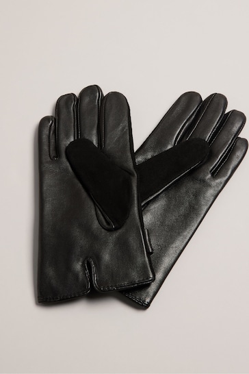 Ted Baker Black Kelaa Suede And Leather Gloves