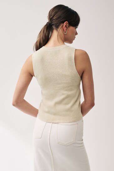 Ecru Cream Co-ord 30% Wool Knitted Tank Vest