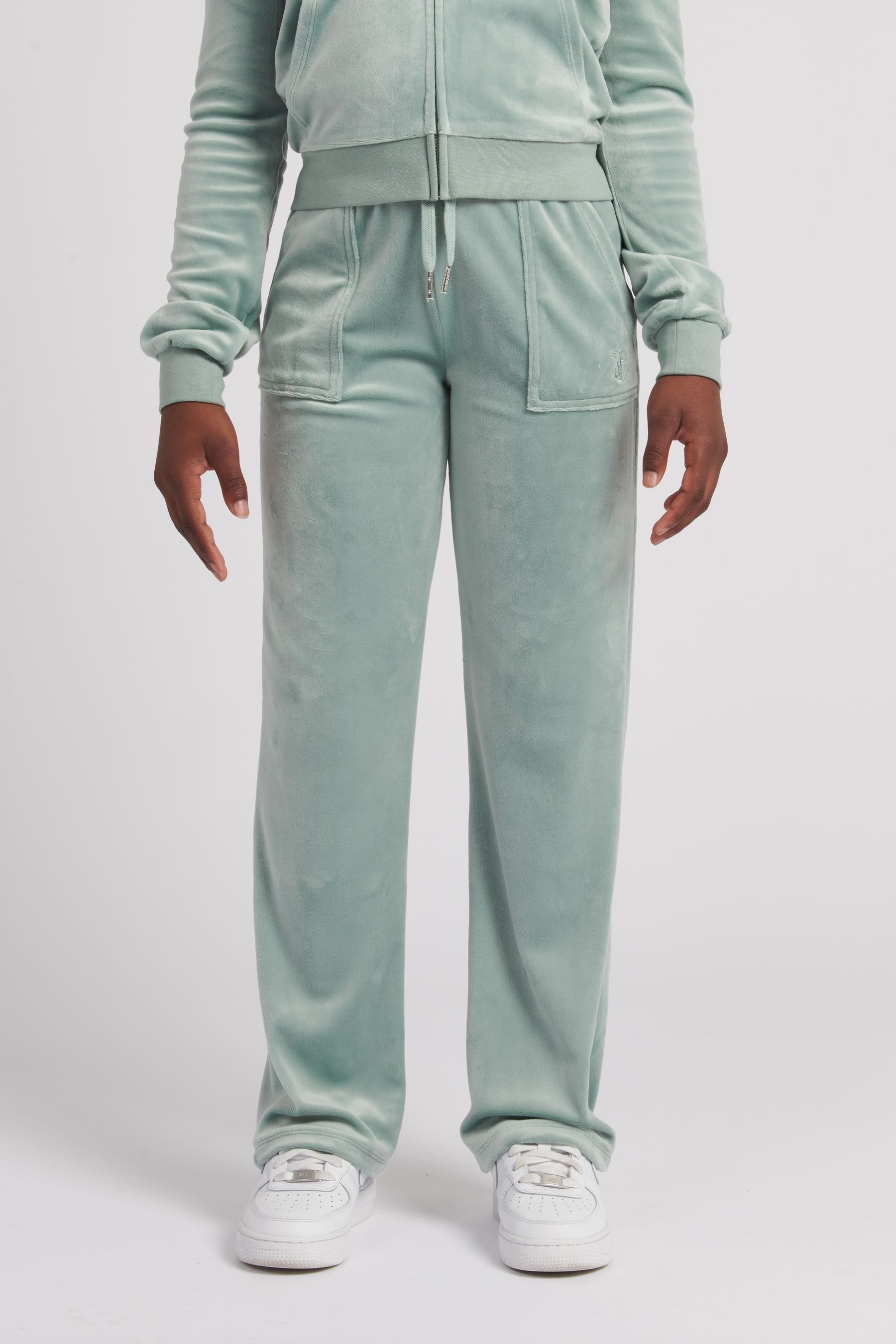 Buy Juicy Couture Girls Green Velour Patch Pocket Joggers from the