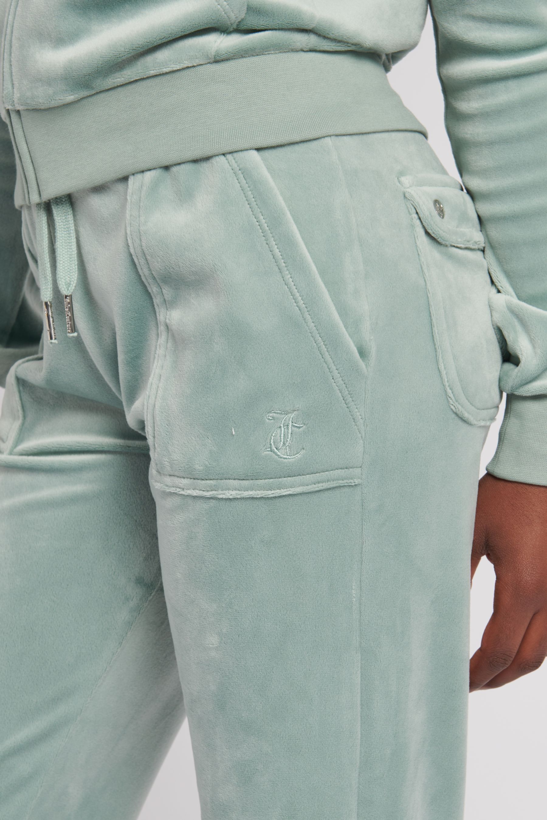 Buy Juicy Couture Girls Green Velour Patch Pocket Joggers from the