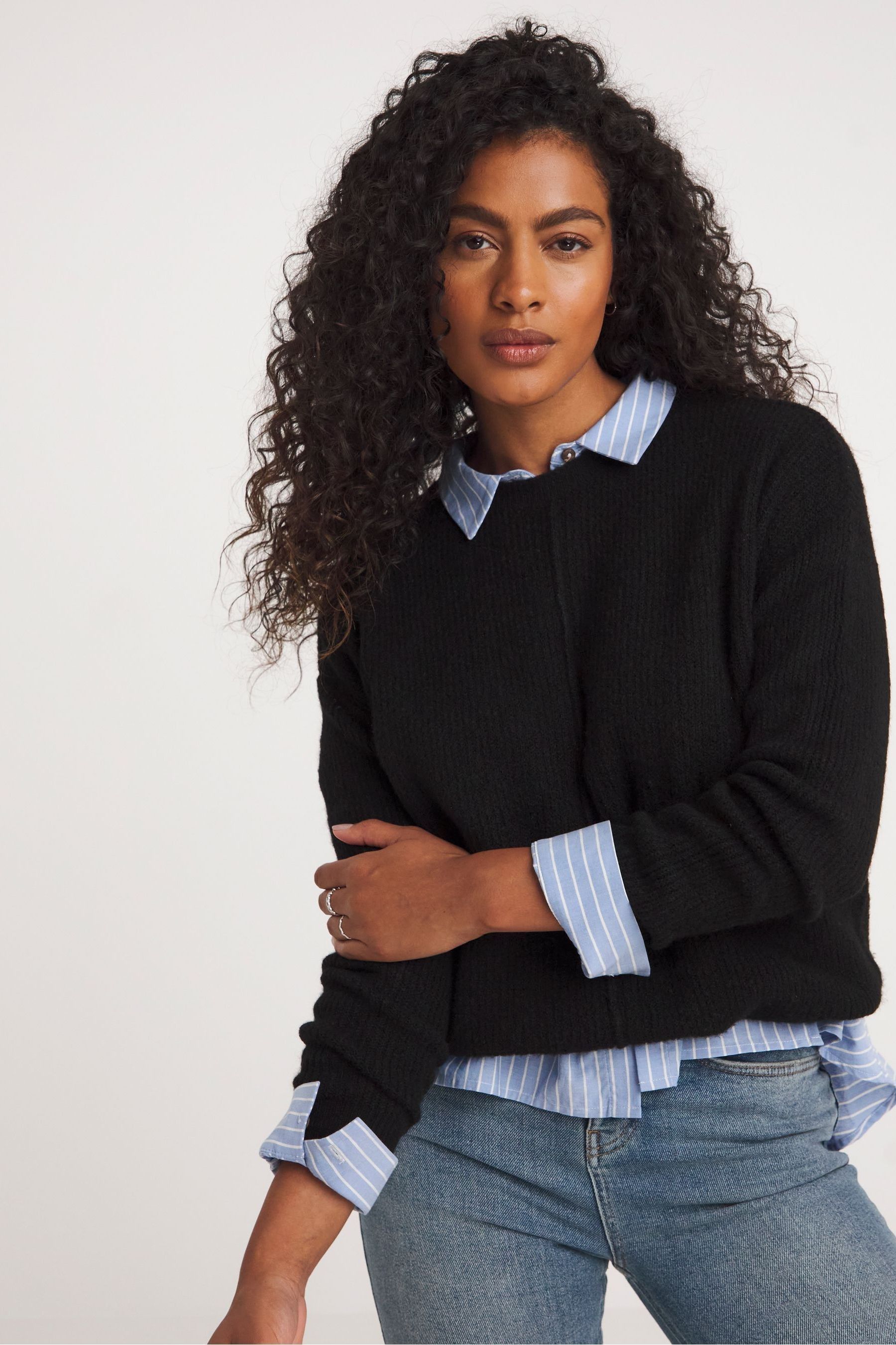 Buy JD Williams Black Crew Neck Jumper Sponge Jumper from the Next