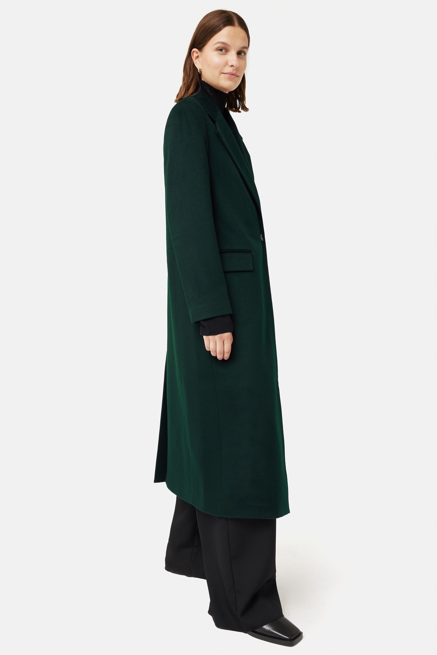 Jigsaw city wool coat top midnight green