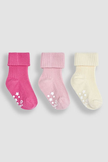 JoJo Maman Bébé Pink 3-Pack Ribbed Socks