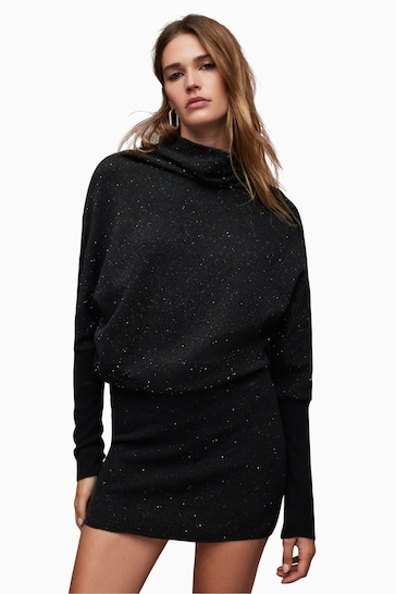 AllSaints Black Ridley Sparkle Dress