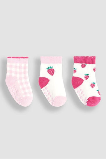 JoJo Maman Bébé Pink Strawberry 3-Pack Fruit Socks