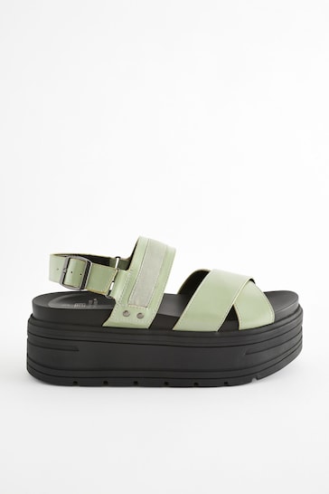 Sage Green Regular/Wide Fit Chunky Wedge Sandals