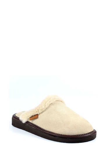 Lazy Dogz Natural Otto Beige Suede Slippers
