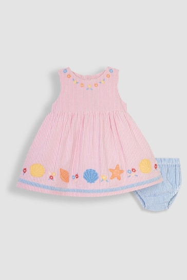 JoJo Maman Bébé Pink Seashell Appliqué Sailor Baby Dress