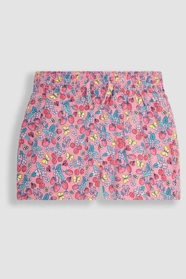 JoJo Maman Bébé Pink Strawberry Garden Floral & Green 2-Pack Pretty Shorts