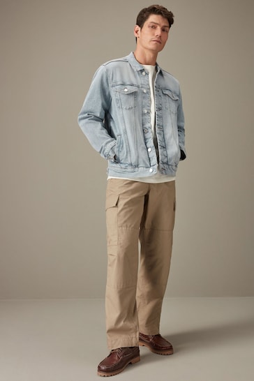 Stone Relaxed Fit Ripstop Cargo Trousers
