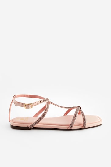 Pale Pink Forever Comfort® Embellished Strappy Sandals
