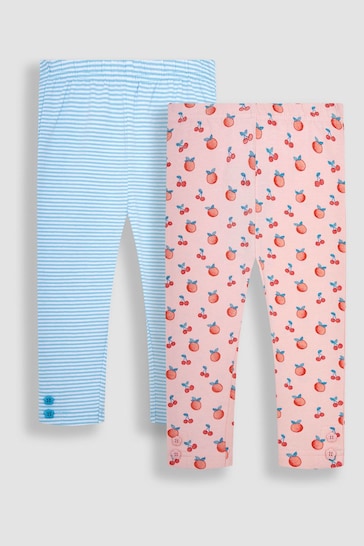 JoJo Maman Bébé Pink Peach & Blue 2-Pack Leggings