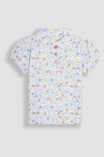 JoJo Maman Bébé Lilac Lemon Ditsy Floral Pretty Polo Shirt