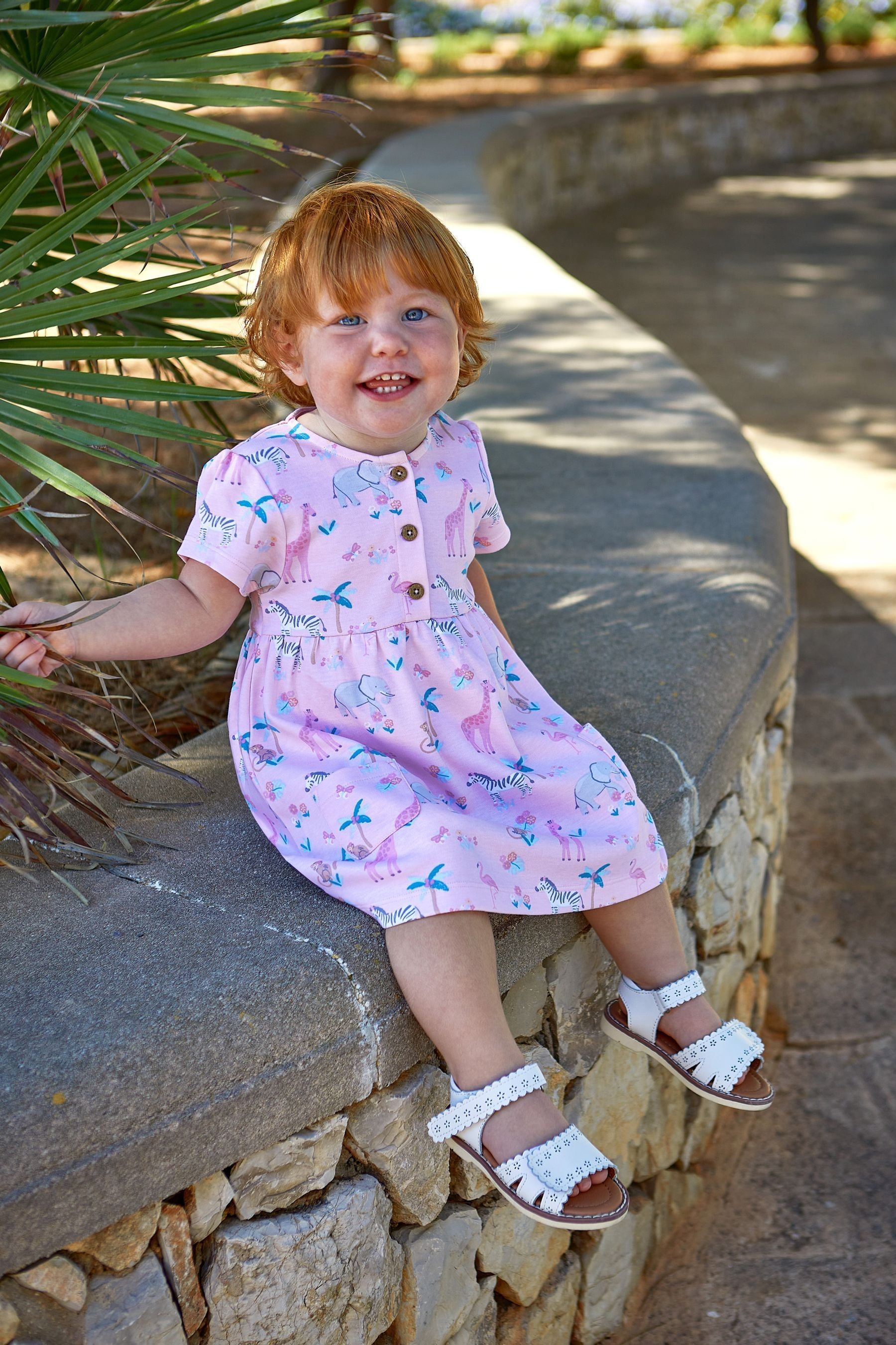 Buy JoJo Maman B b Pink Safari Animals Button Front Jersey Dress