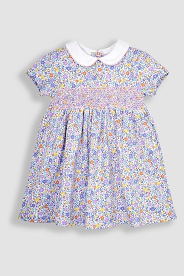 JoJo Maman Bébé Lilac Ditsy Floral Smocked Jersey Dress