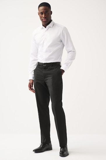 Black Plain Front Smart Trousers