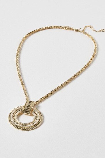 Oliver Bonas Natural Ava Faux Fur Pearl Loop Pendant Necklace