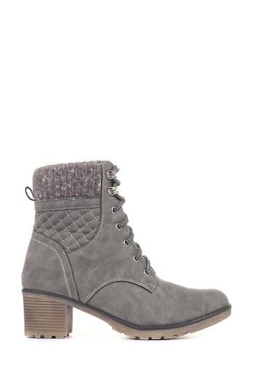 Pavers Duel Fastening Black Ankle Boots