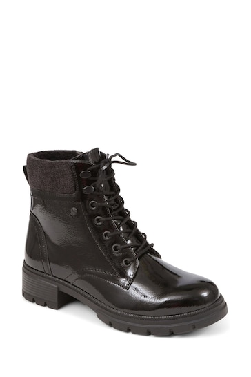 Pavers Lace-Up Black Ankle Boots