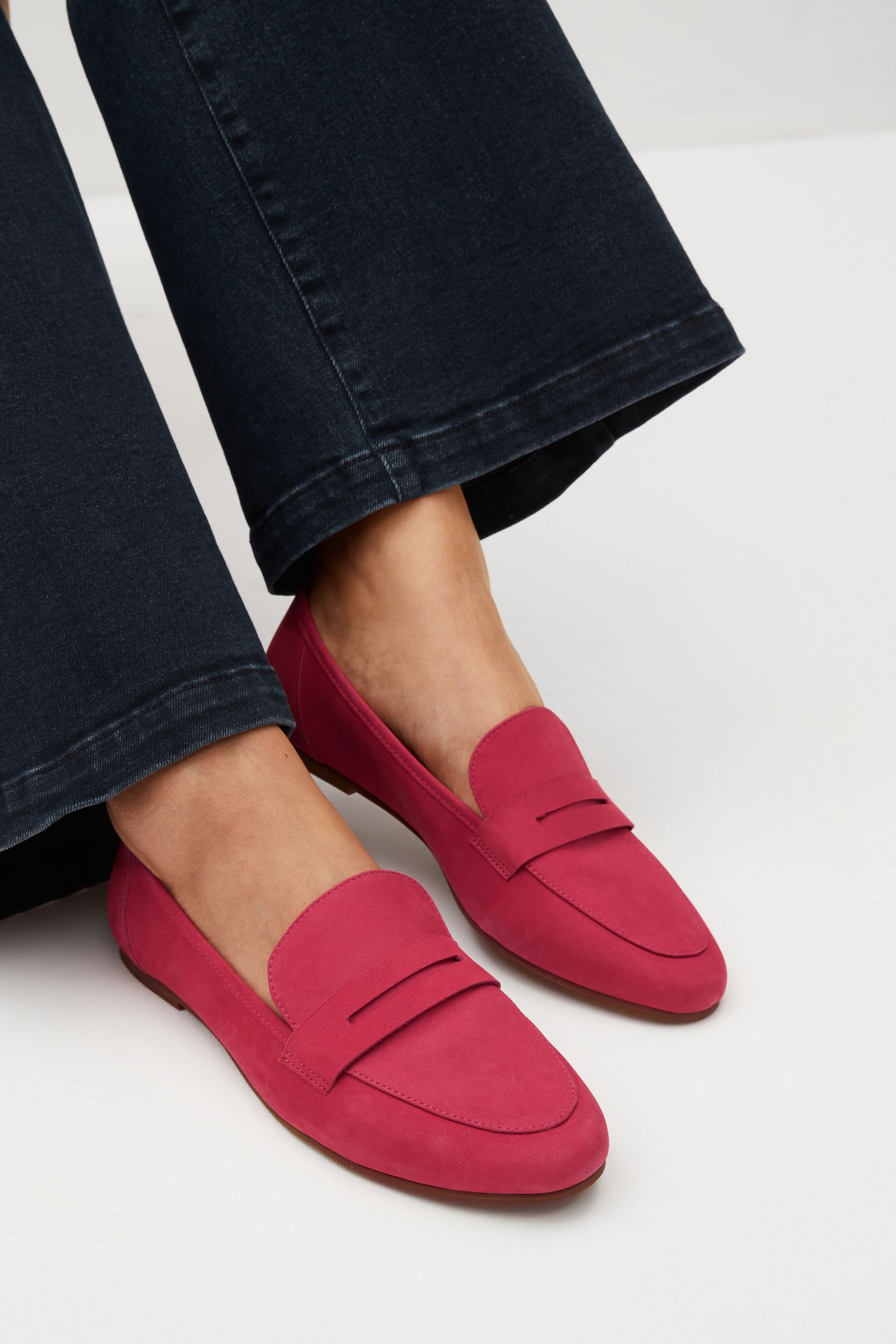 Buy Coral Pink Signature Leather Slim Sole Loafers from the Next