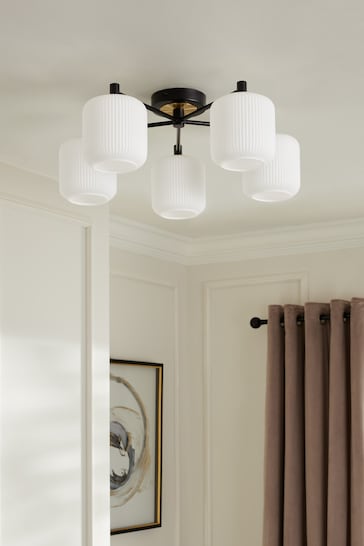 Black Ryker 5 Light Flush Ceiling Light Fitting Also Suitable for Use in Bathrooms