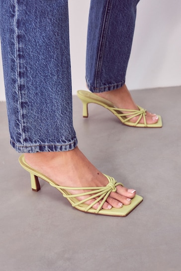 Lime Green Signature Leather Toe Post Mule Heels