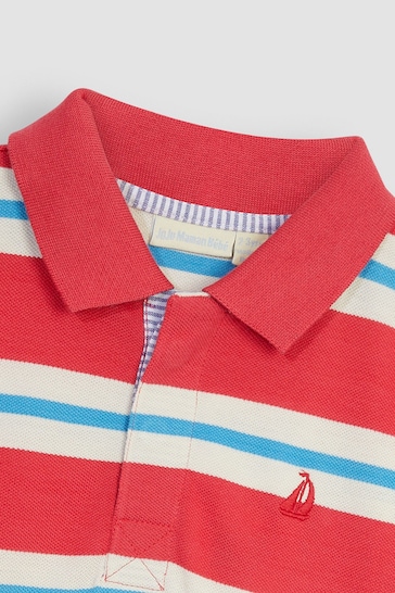 JoJo Maman Bébé Pink Classic Stripe Polo Shirt