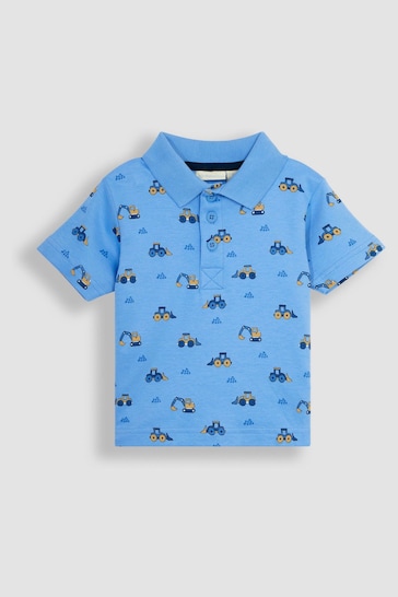 JoJo Maman Bébé Blue Digger Printed Polo Shirt
