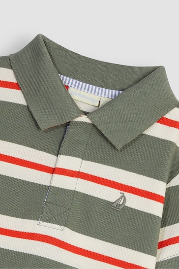 JoJo Maman Bébé Khaki Green Classic Stripe Polo Shirt