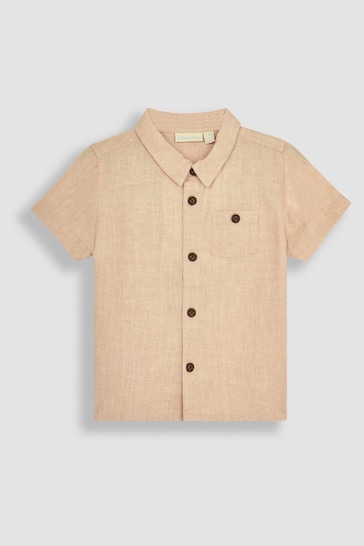JoJo Maman Bébé Stone Classic Cotton Linen Summer Short Sleeve Shirt