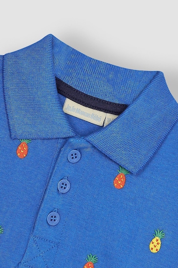 JoJo Maman Bébé Cobalt Blue Pineapple Embroidered Polo Bags Shirt