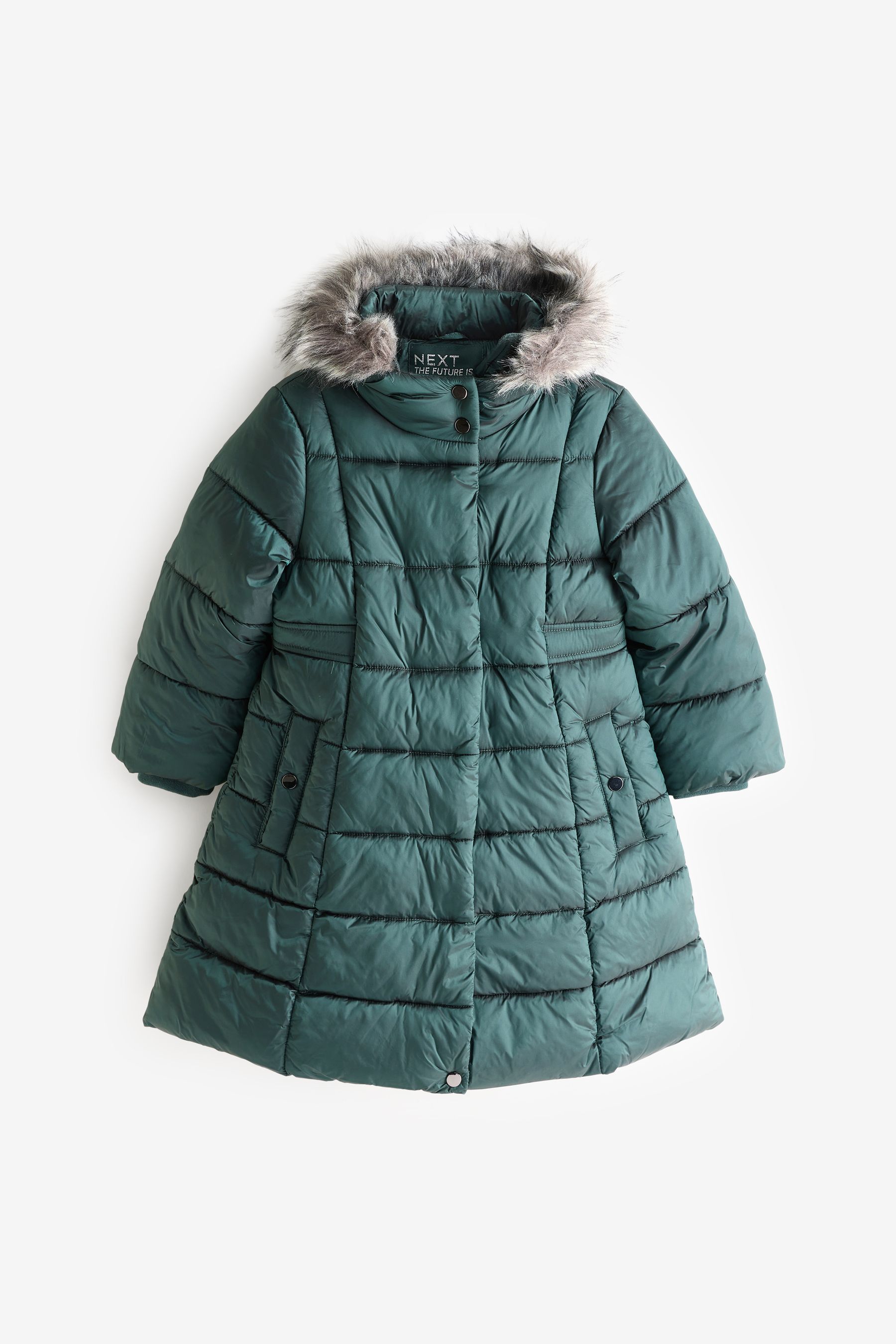 Buy Green Shower Resistant Faux Fur Trim Double Layer Padded Coat 3 16yrs from the Next UK online shop