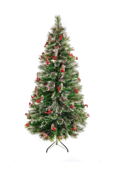 Premier Decorations Ltd Green 5ft Snow Tipped Fibre Optic Christmas Tree with Berries and Cones