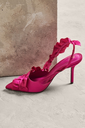 Pink Forever Comfort® Ruffle Slingback Heels