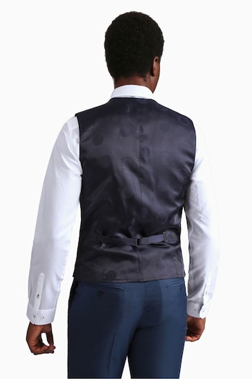 Ted Baker Tailoring Blue Tai Slim Fit Semi Plain Waistcoat