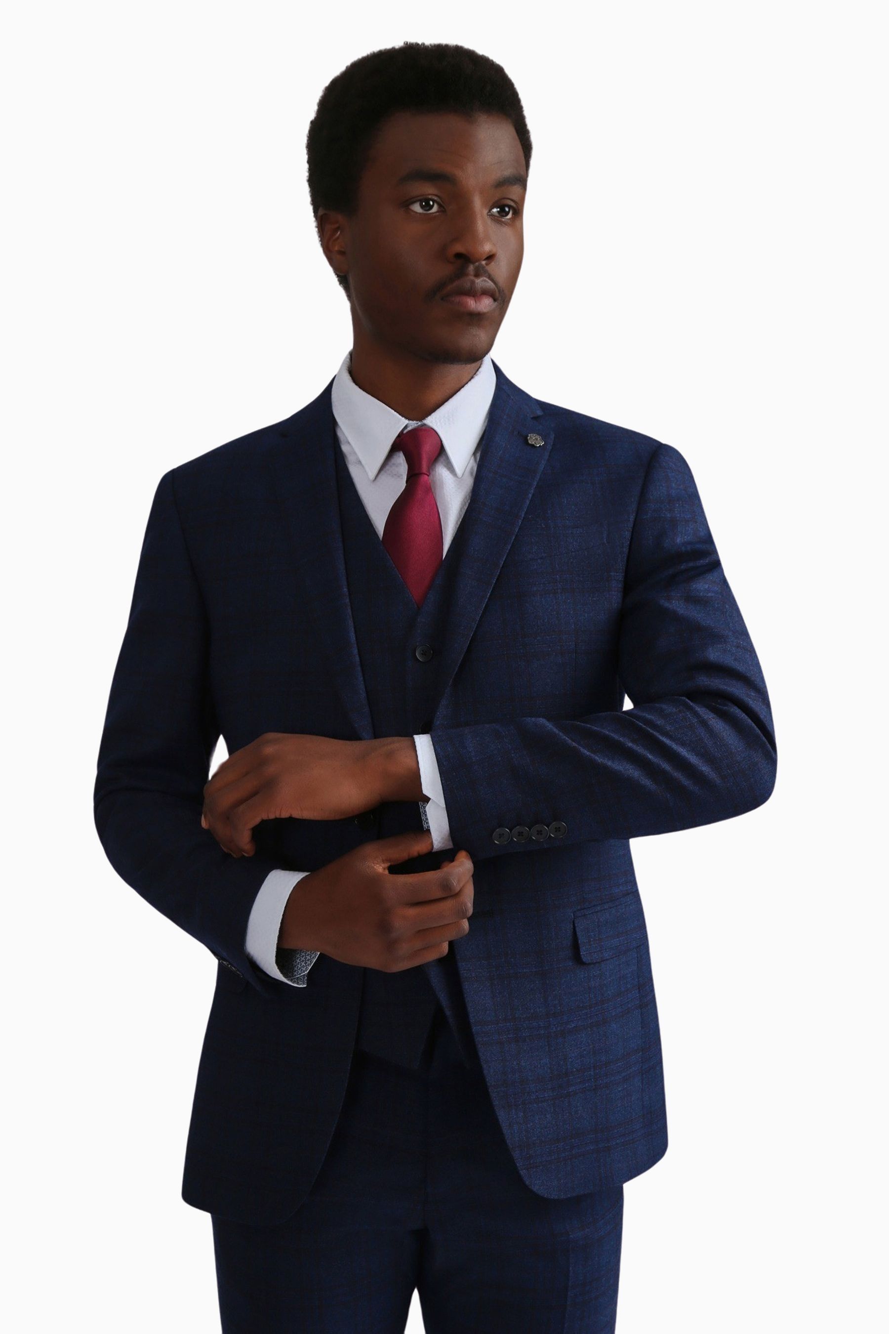 Ted baker tailored best sale fit blue overcheck waistcoat